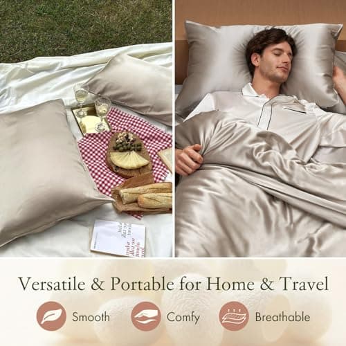 LILYSILK 100% Silk Pillowcase 1PC 25MM Pure Bed Pillowcase for Hair & Skin Terse Envelope Double-Sides Charmeuse Silk, Silvergray Standard 20x26 inches 4