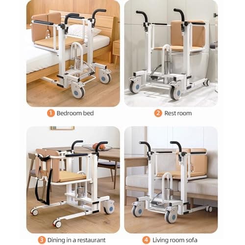 TRONDIVER Hydraulic Patient Lift Transfer Chair, Adjustable 17-24In Seat Height Patient Lift for Home, 180° Split Seat, Detachable Armrests, 350lbs Capacity, Easy Transfers for Beds, Sofas, Toilets 7