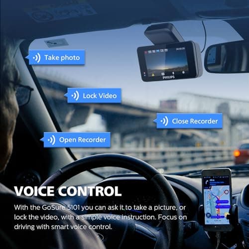 PHILIPS Dash Cam Wide Angle, 3" Screen Dashcam for Cars, Built-in WiFi, G-Sensor, Night Vision, Safety Alert, Loop Recording, Voice Control (Front Camera Only 1600P) 5