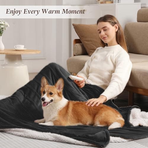 Heated Blanket Queen Size Electric Blankets 84X90in - Dual Control Heated Blankets for Bed with 5 Heat Settings & 10-hr Timer, Over-Heat Protection and Fast Heating Blanket Washable (Charcoal Gray) 3