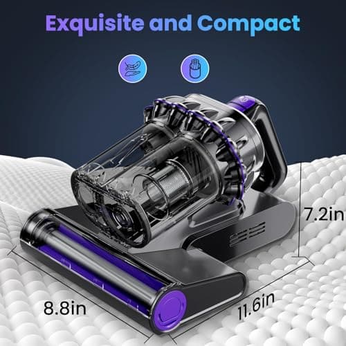VOCESOR Mattress Vacuum, Bed Vacuum Cleaner with 16Kpa Suction 253.7nm UV-C Light, 145°F Heat & 30000 RPM/Min Tapping, HEPA Filter & Ultrasonic, 600W Powerful Vacuums for Bed, Sofa, Couch(Corded) 7