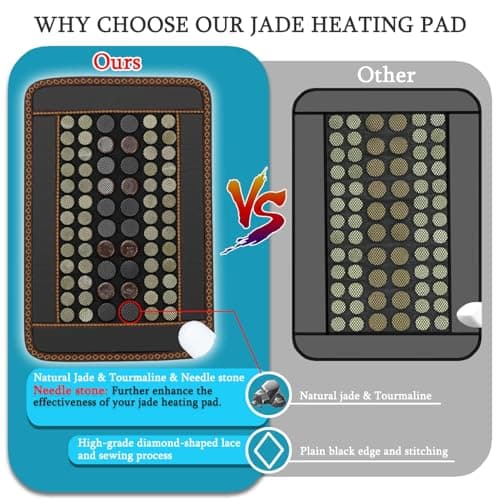 Far Infrared Heating Pad,Natural Jade and 2 Different Tourmaline Heating Pad,Electric Heating Pads for Back Neck Shoulders and Abdomen,Auto Shut Off Function,Christmas Gifts for Women Men 23.6" X15.7" 7