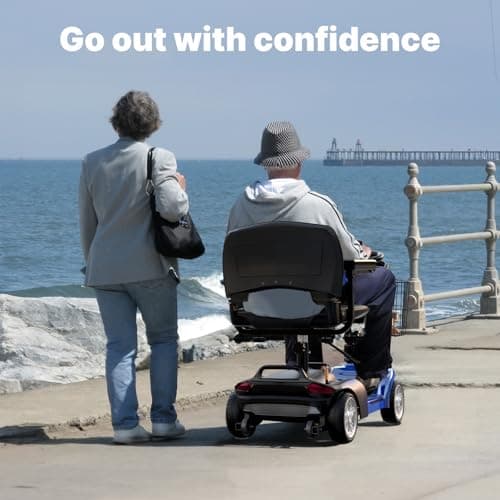 iScooter Mobility Scooter, Electric Wheelchair Device, 4 Wheel Mobility Scooter for Adults, with LED Headlight, Basket, Cup Holder, Detachable, Lightweight and Convenient, Blue 8