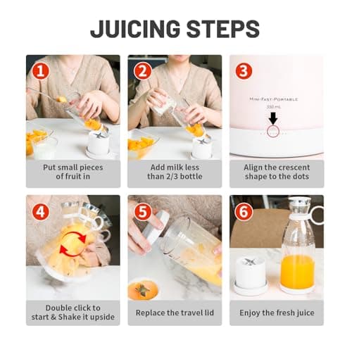 OTPEIR Portable Blender for Shakes and Smoothies with 11.83 Oz Travel Cup and Lid,Durable Stainless Steel Blades for Juice Blending Performance, Black 4