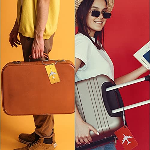 Weewooday 10 Pieces Metal Travel Luggage Tags Business Card Holder Aluminum Travel ID Tag for Luggage Baggage Identifier(Mixed Colors) 5