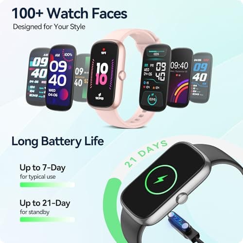 Health Fitness Tracker, 24/7 Heart Rate/SpO2/Sleep Monitor, Activity Trackers & Smart Watches with Step Calorie Counter Pedometer, 21-Day Battery, IP68 Waterproof Fitness Watches for Women Men 7