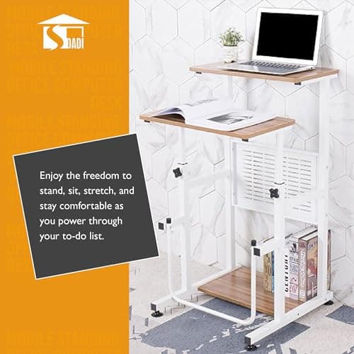 SDADI Adjustable-Height Standing Desk, 2-Mode Modern Standing and Sitting Desk, Light Grain 4