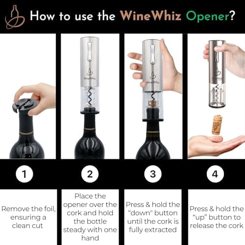 Electric Wine Aerator & Opener Set with Accessories, Rechargeable Automatic Corkscrew, Aerator, Dispenser, Foil Cutter Tool, Stopper, Wine Lovers Gift for Housewarming, Birthday, Registry, Anniversary 8