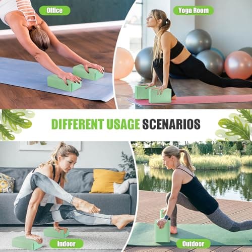 Yoga Blocks with Silicone Protective Cover, Premium EVA Foam Yoga Block for Yoga, Pilates, Meditation & Stretching, Non-Slip Lightweight Durable Bricks for Improving Poses & Balance (Gray (2 PCS), 3inch) 7