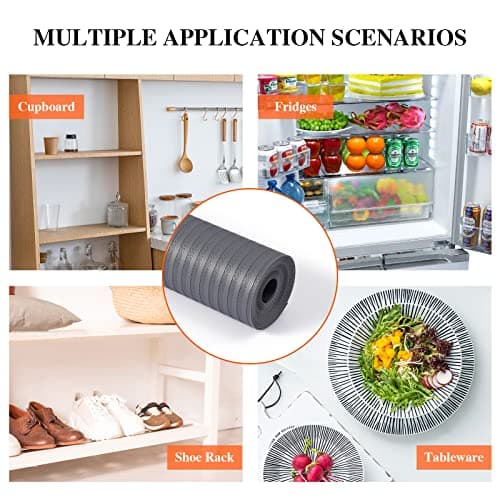 Mcrbeay Shelf Liner Non Adhesive, Washable Cabinet Liners for Shelves, Waterproof Durable Non-Slip Drawer Liners for Kitchen Cabinets, Cupboard, Pantry, Gray 12" X 20' 7
