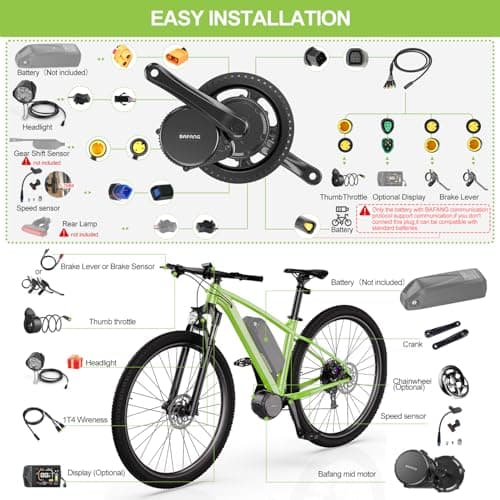 BAFANG Mid Drive Kit:500W/750W/1000W Ebike Motor Kits, BBS02B HD Mid Drive Ebike Conversion Kit with LCD Display& Battery 6