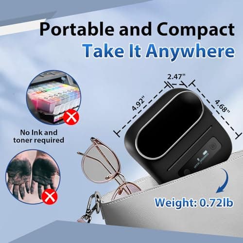 ItriAce M220 Wireless Label Maker Portable Address Printer for 0.78 to 3.14 Inch Labels, for Home Office and Small Business Organization, Compatible with iPhone Android and PC, with 40x30mm Label 8