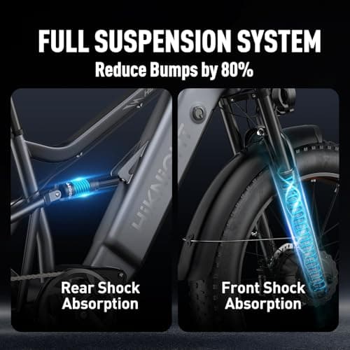 HiKNiGHT Dual Motor Electric Bike Peak 3000W, 52V 20AH Battery E Bike for Adults 26 Inch Fat Tire Mountain Electric Bicycle 38 MPH, Full Suspension Dual Hydraulic Disc Brake, Up to 90 Miles Range 5
