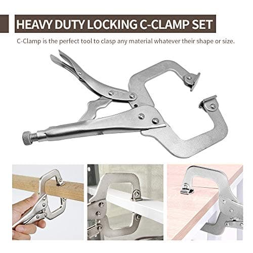 Anxingo 6 Pack 6 Inch C-Clamp Locking with Swivel Pads Heavy Duty Pliers for Craftsmen Home Workshop 5