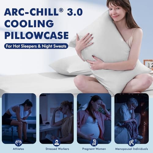 Elegear Cooling Pillow Cases for Hot Sleepers, Clean Fabric Silver Infused Cooling Pillowcase Q-Max>0.5, Soft Silky Pillowcases for Hair & Skin, Summer Zipper Pillowcase Cover Set of 2-Standard, Gray 5