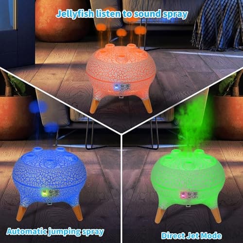 BOHOFAM Jellyfish Essential Oil Diffuser 250ML,Aroma Diffuser Hears Sound to Spray Dancing Jellyfish Mist,7 Colorful Lights, 4 * 10ML Hotel Collection Diffuser Oils Scents for Home Bedroom(White) 5