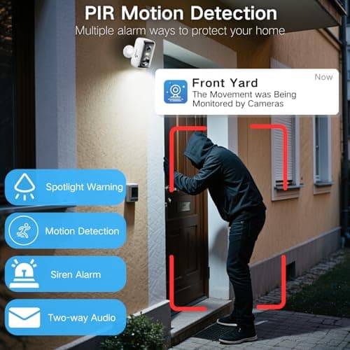 Security Cameras Wireless Outdoor, WIFI Cameras for Home Security with AI Motion Detection Spotlight Siren, Solar Panel Battery Powered, 2K Color Night Vision, 2-Way Talk, Waterproof, Cloud/SD Storage 5