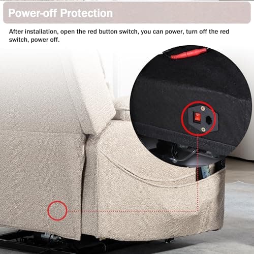 JIKFRIMA Power Lift Recliner Chair for Adults Elderly Lay Flat Velvet Recliners with Massage Heating, Extended Footrest, Wireless Charging Device, USB Ports, Cup Holder, Lumbar Pillow, 400lbs 6