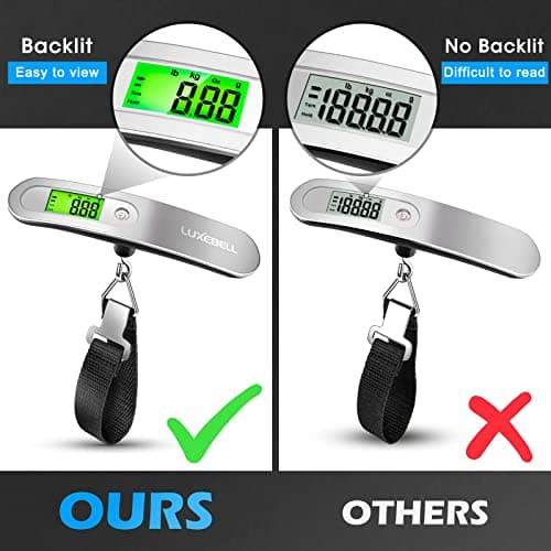 Digital Luggage Scale Vacation Travel Essentials Accessories Gifts for Traveler Portable Suitcase Handheld Weight Scale 110 lbs Hanging Baggage Travel Must Haves 5