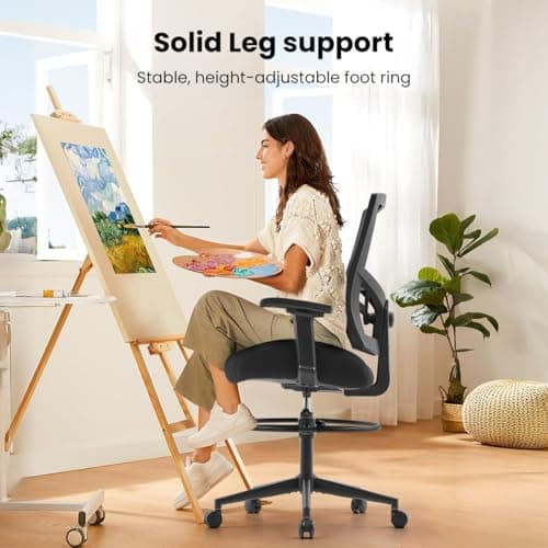 500lbs Drafting Chair,Tall Office Chair for Standing Desk with Wide Seat,2D Adjustable Lumbar Support,Ergonomic Office Chair with Footrest for Home,Drawing or Counter Height Use 7