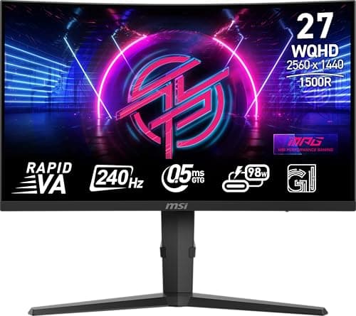 msi MPG 275CQRXF 27-inch 2560 x 1440 (QHD) Computer Monitor, 240Hz, Adaptive-Sync, HDR Ready, HDMI, VGA Port, Display Port,VESA Mountable, Tilt, Speaker, 0.5ms, Black