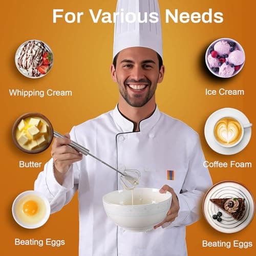 Stainless Steel Semi-Automatic Whisk, 2026 New Stainless Steel Egg Whisk Hand Push Rotary Whisk Blender, Hand Push Mixer Stirrer Tool for Cooking Kitchen Home Egg Milk (10in) 6