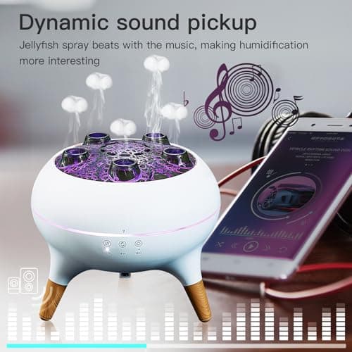 BLOIMP Essential Oil Diffuser 250ML,Jellyfish Diffuser Air Humidifiers Sound Pickup Ultrasonic Aromatherapy Diffuser Remote Control 7 Color Lights for Home Bedroom Office Hotel(White) 2