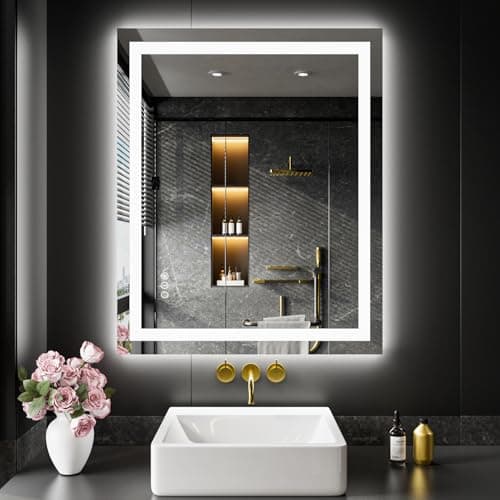 LOAAO 20X28 LED Bathroom Mirror with Lights, Anti-Fog, Dimmable, Backlit + Front Lit, Lighted Bathroom Vanity Mirror for Wall, Memory Function, Tempered Glass, Shatter-Proof, ETL Listed