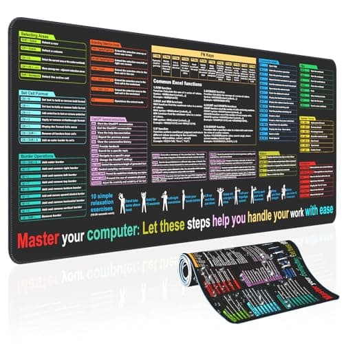 Excel Cheat Sheet Desk pad—Contains 9 Major Excel Function modules|Large XL Size（31.5 * 11.8 inch）|Desk mat for Keyboard and Mouse|Work、Study、Gaming Mouse pad|Waterproof、Anti-Slip Large Mouse pad