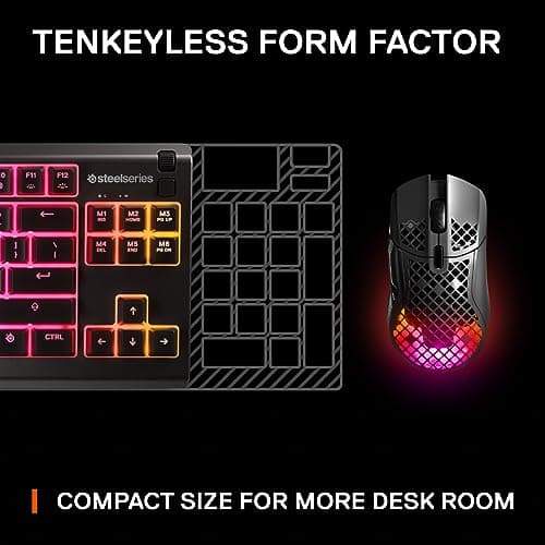 SteelSeries Apex 3 TKL RGB Gaming Keyboard – Tenkeyless Compact Form Factor - 8-Zone RGB Illumination – IP32 Water & Dust Resistant – Whisper Quiet Gaming Switch – Gaming Grade Anti-Ghosting,Black 7