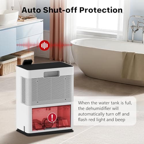 NineSky Dehumidifier for home, 98 OZ Dehumidifier for Room, Dehumidifiers for Bathroom, Bedroom, Basement (800 sq. ft.) with Auto Shut Off, 5 Colors LED Light(H2 White) 5
