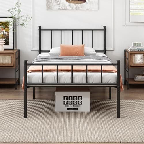 DIIYIV Twin Bed Frame-Classic Metal Platform Bed Frame,Mattress Foundation with Steel Slat Support,Under Foundation Storage,No Box Spring Needed, Easy Assembly, Twin Size