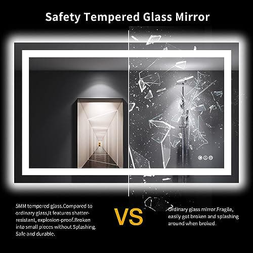 LOAAO 48"X30" LED Bathroom Mirror with Lights, Anti-Fog, Dimmable, Backlit + Front Lit, Lighted Bathroom Vanity Mirror for Wall, Memory Function, Tempered Glass, Shatter-Proof, ETL Listed 8