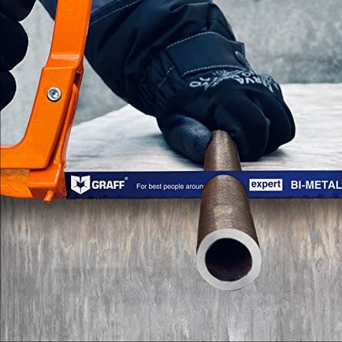 GRAFF 8% Cobalt Premium Hacksaw Blades 12 Inch for Stainless Steel and Metal Cutting 24 tpi - Handsaw Blades Replacement Bi-Metal 7