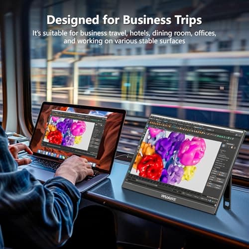WUAWE Portable Monitor 16" 1920x1200P 16:10 IPS Travel Monitor for Laptop with Built-in Stand, 100% sRGB Control USB-C HDMI,HDR Freesync Display, Plug&Play for Phone PS5 Switch(Black) 9