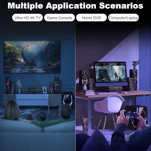 Bobtot Home Theater Systems Surround Sound Speakers - 1200 Watts 10 inch Subwoofer 5.1/2.1 Channel Audio Stereo System with ARC Optical Bluetooth Input for 4K TV Ultra HD AV DVD FM Radio USB 7