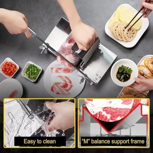 XDGGCSY Manual Frozen Meat Slicer Meat Cutter Upgraded Stainless Steel Meat Cleavers Beef Mutton Roll Slicing Machine Vegetable Meat Slicer for Home Cooking Hotpot Shabu 5