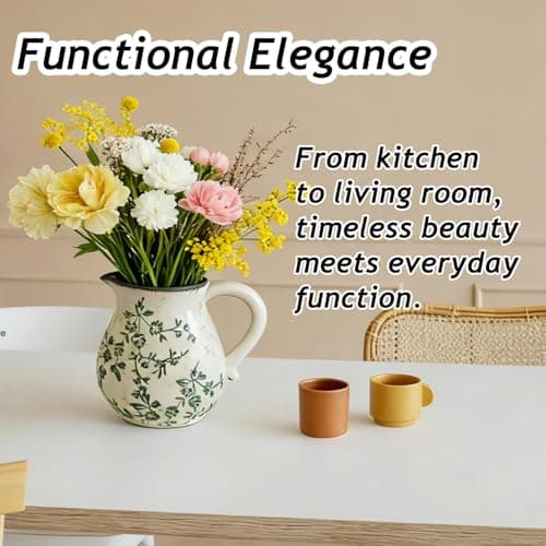 ESSGUO Ceramic Utensil Holder for Kitchen Counter, 6.1 Inch Vintage Farmhouse Rustic Cooking Utensil Holder, Modern Home Decor Countertop Organizer Crock for Flower Pot, Spoons & Kitchen Tools 9