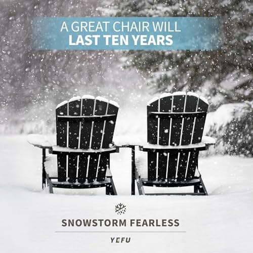 YEFU Adirondack Chair Weather Resistant: Outdoor Chair HIPS Plastic Adirondack Chairs - Patio Chairs with Wood Texture - Lawn Fire Pit Deck Porch Garden Chairs for Adults (Black) 5