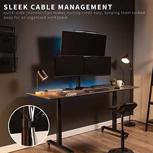 VIVO Triple LCD LED Computer Monitor Desk Stand, Free Standing Heavy Duty Fully Adjustable Mount for 3 Screens up to 30 inches STAND-V003E 6