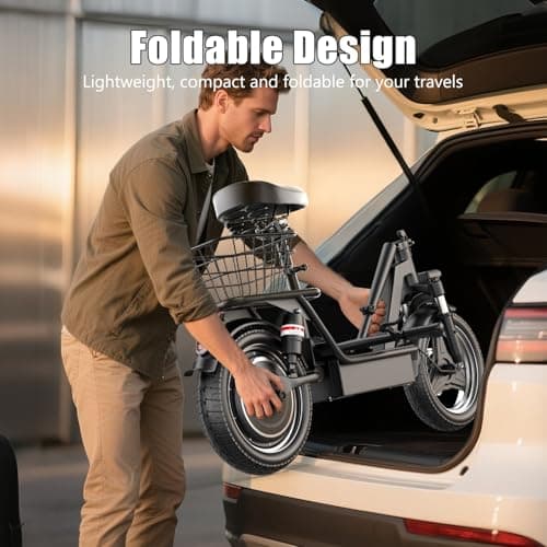 1000W Peak Motor Electric Scooter for Adults, 35 Miles of Range Scooter with Seat, 25 MPH Top Speed, 48V 13Ah Battery, Dual Suspension, Foldable E Scooter with Rear Basket for Cargo, Commuting 9