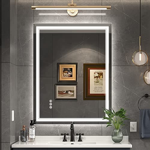 Ratsamee Led Mirror for Bathroom with Front Light and Backlit, Bathroom Mirror with Led Lights, Vanity Mirror with Lights for Wall, Anti-Fog, Dimmable 36" L x 28" W Neutral White（frontlit+Backlit