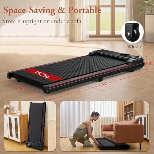 Incline Treadmill for Home, 300+ lb Capacity, Quiet Foldable Treadmills with Handle Bar, Compact Running Machine Walking Pad with APP 7