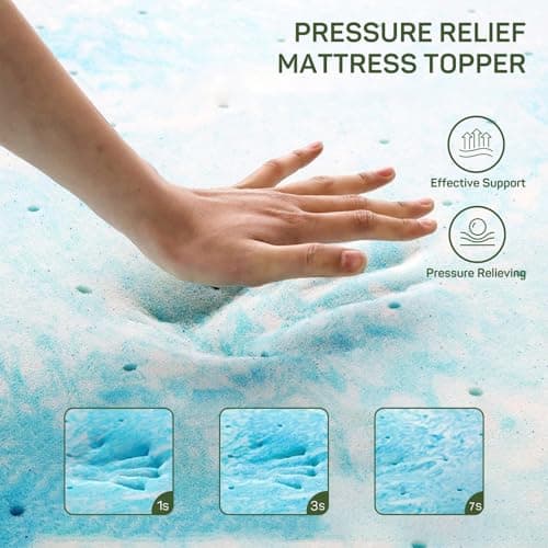 3 Inch Mattress Topper Twin XL Size, Gel Memory Foam Mattress Pad, CertiPUR-US Certified, Ventilated Bed Topper for Pressure Relief Back Pain, Blue 2
