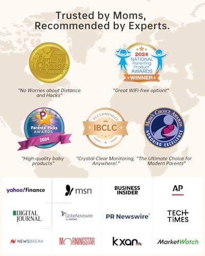 Jartoo 2K 5.5" Video Baby Monitor with Camera and Audio,AI Cry Detect 1860ft Long Range Baby Monitor No WiFi Baby Camera Wireless,Clear Night Vision,ANC, 2-Way Talk,White Noise,6000mAh [2025 New] 8