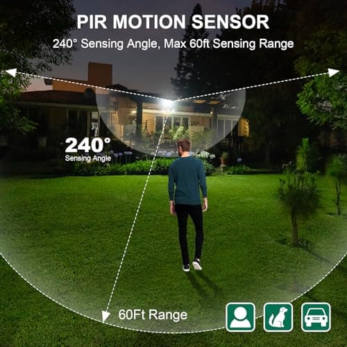 TREEWELL 240-Degree Replacement Motion Sensor, Adjustable LUX(5-300) & Time & Detection Sensitivity Up to 60 Feet Range, 3 Working Modes Outdoor Motion Detector for Security Floodlight, Brown 5