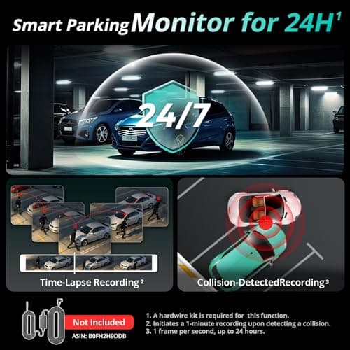 BOTSLAB 4K Dash Cam Front and Rear, STARVIS 2 Sensor, Voice Control, 64GB Card Included, 5GHz WiFi Dashcam Front and Rear Camera, Built in GPS, WDR Night Vision, 170°Wide Angle, 24H Parking Mode 8