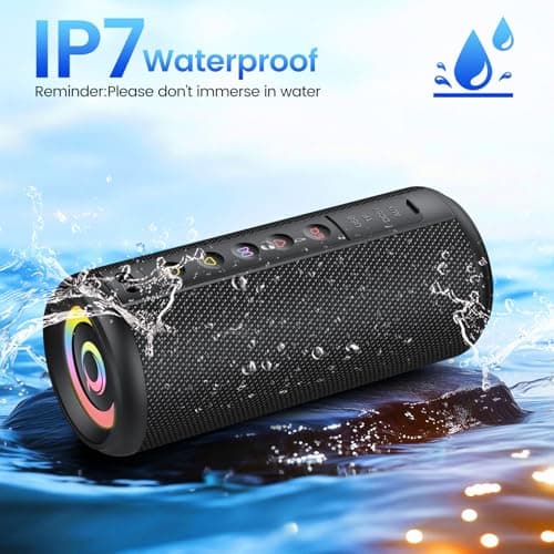 dotn Portable Bluetooth Speaker, 2026 Bluetooth 5.4 Wireless Speaker with 20W HD Loud Stereo Sound, 20H Playtime, LED Lights, IP7, TWS Pairing, Built-in Mic, for Outdoor, Home, Beach, Party, Gift 7
