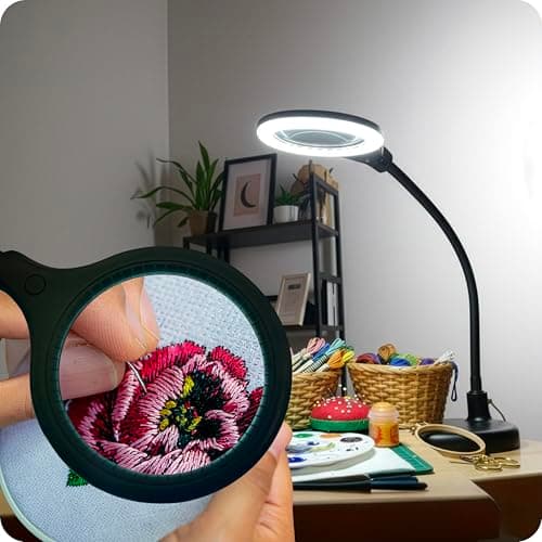Brightech LightView Pro Flex 2 in 1 Magnifying Desk Lamp, 2.25x Light Magnifier, Adjustable Gooseneck Magnifying Glass with Light for Crafts, Reading, Close Work 2