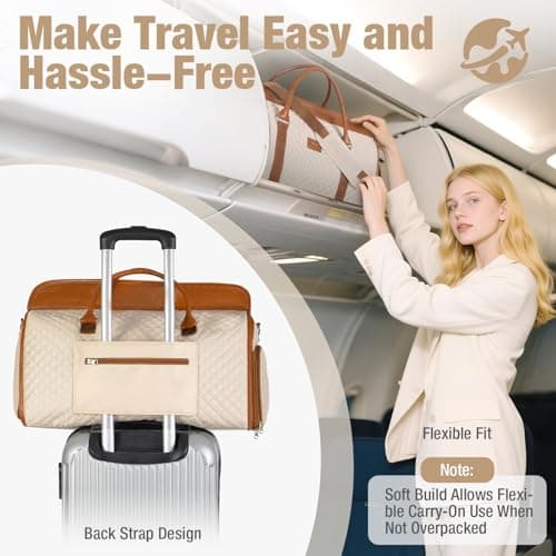 Tonyeee Convertible Garment Duffel Bags for Travel, Carry On Garment Bag with Shoe Compartment, 3 in 1 Foldable Suit Duffle Bag for Women, Jenni Bag for Hanging Clothes, Beige (1Pcs Set) 8